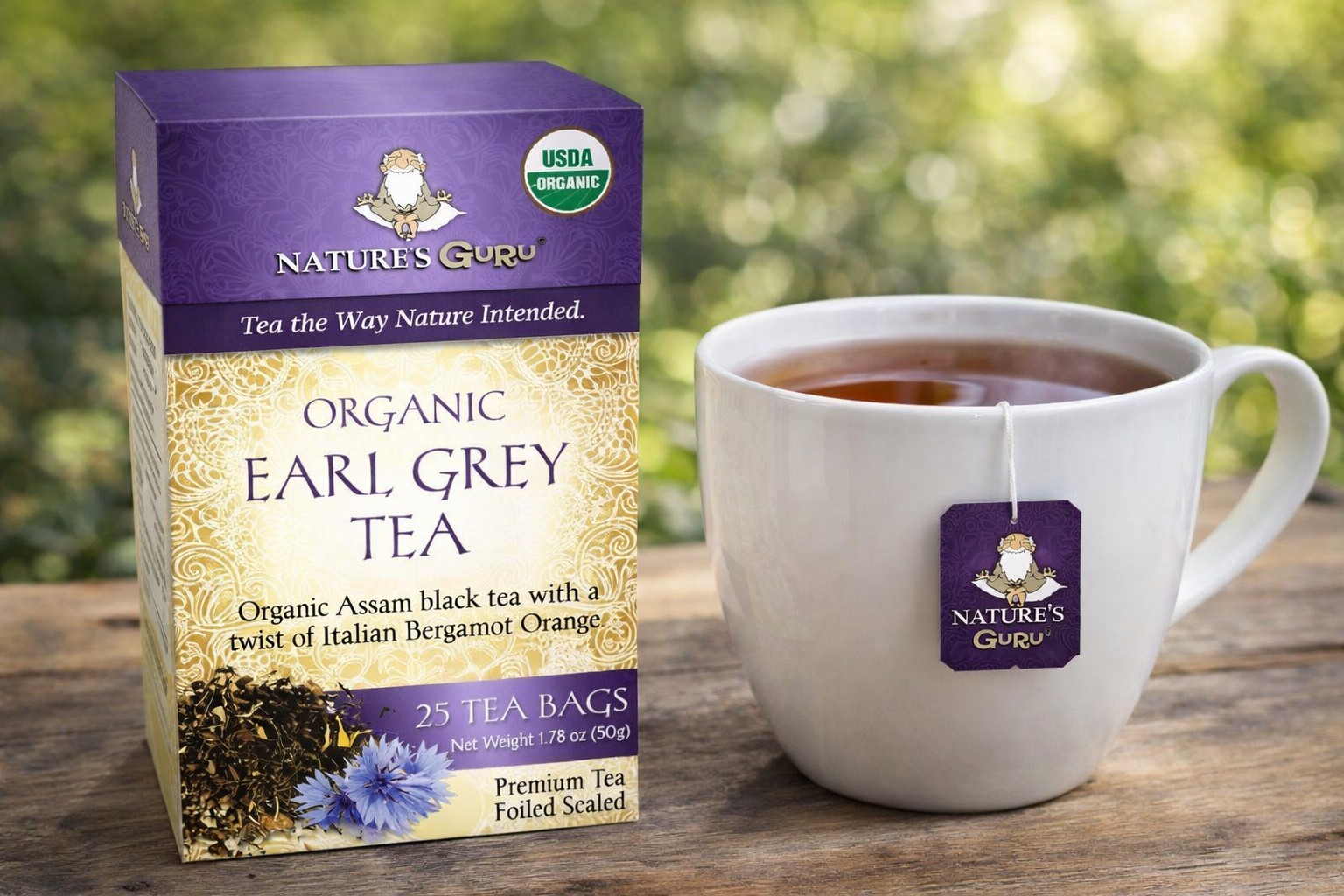 Earl Grey I Organic Black Tea Bags I Nature's Guru I Whole Leaf Tea Earl Grey I Organic Black Tea Bags I Nature's Guru I Whole Leaf Tea