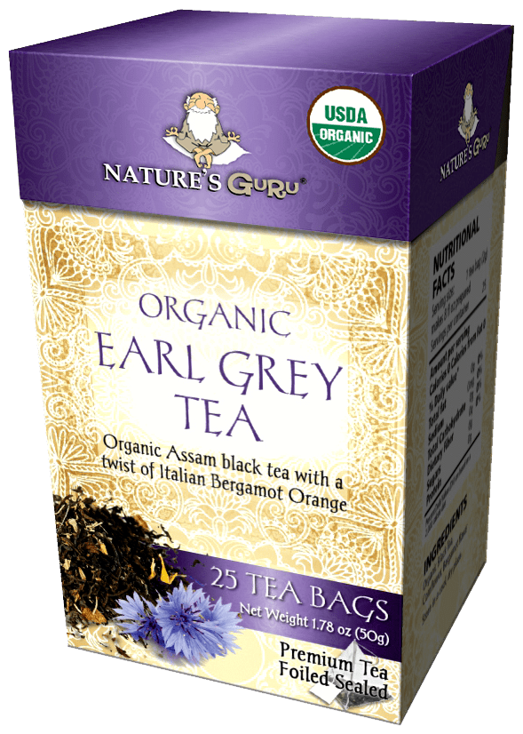 Earl Grey I Organic Black Tea Bags I Nature's Guru I Whole Leaf Tea