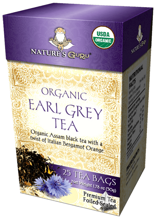 Nature's Guru Organic Earl Gray Pyramid Tea Bags - 25 CT Box