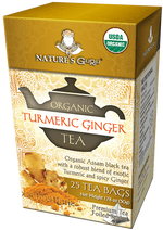 Nature's Guru Organic Turmeric Ginger Pyramid Tea Bags - 25 CT Box