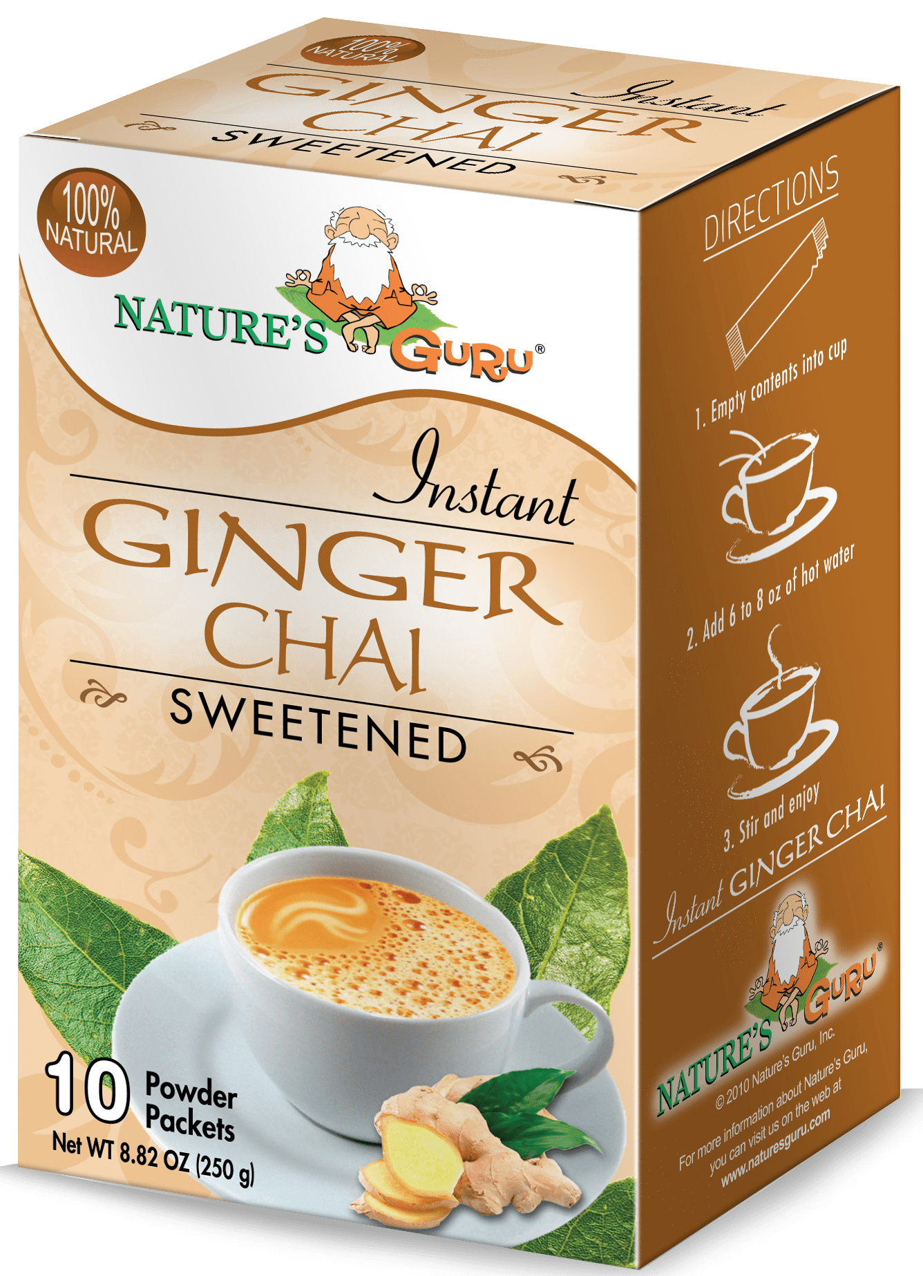 GINGER CHAI 4袋セット Ginger Chai Latte Instant Tea Mix I Nature's Guru I Unsweetened